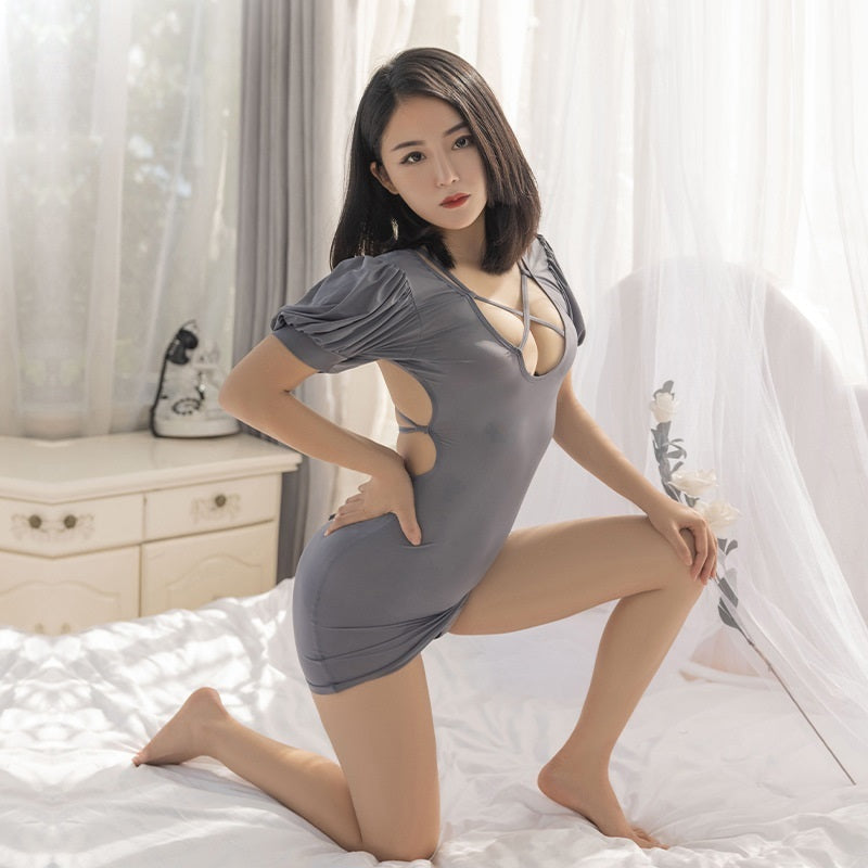 OL Secretary Cosplay Princess Style Lace-up Dress