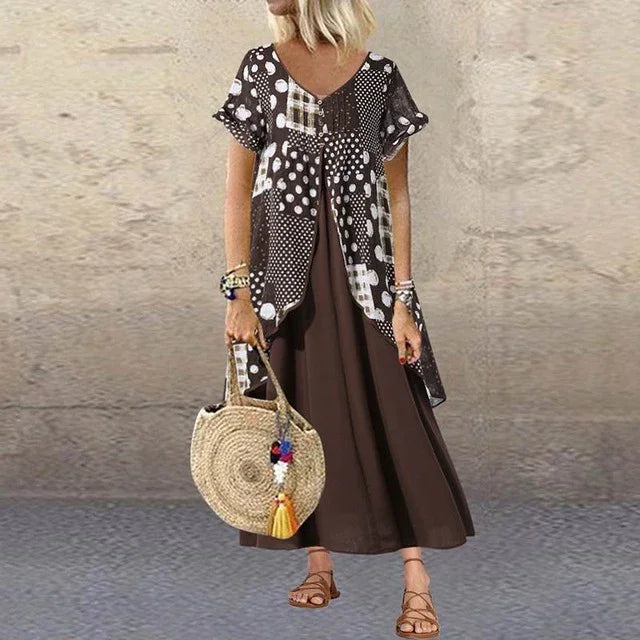 Female Print Patchwork Size Sexy Long Skirt