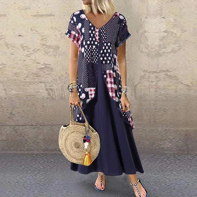 Female Print Patchwork Size Sexy Long Skirt