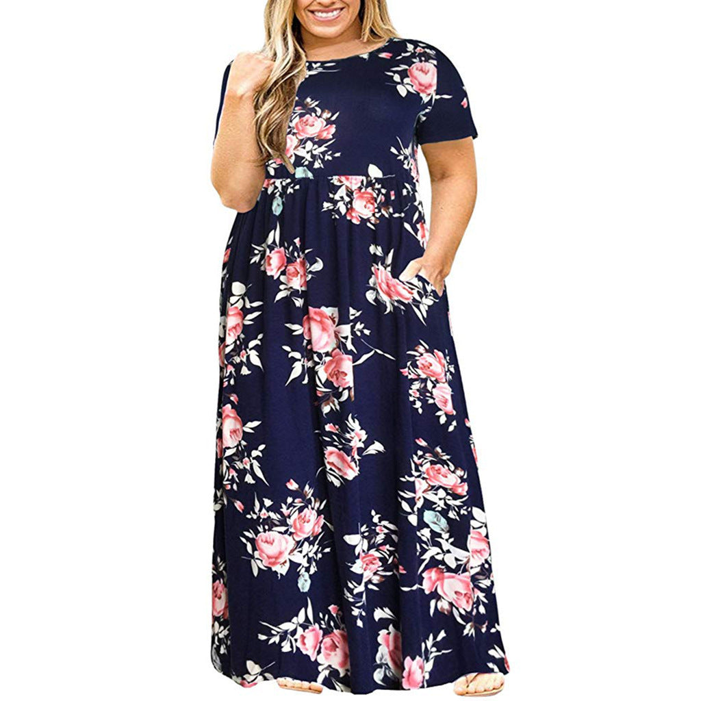 Solid Color Round Neck Dress