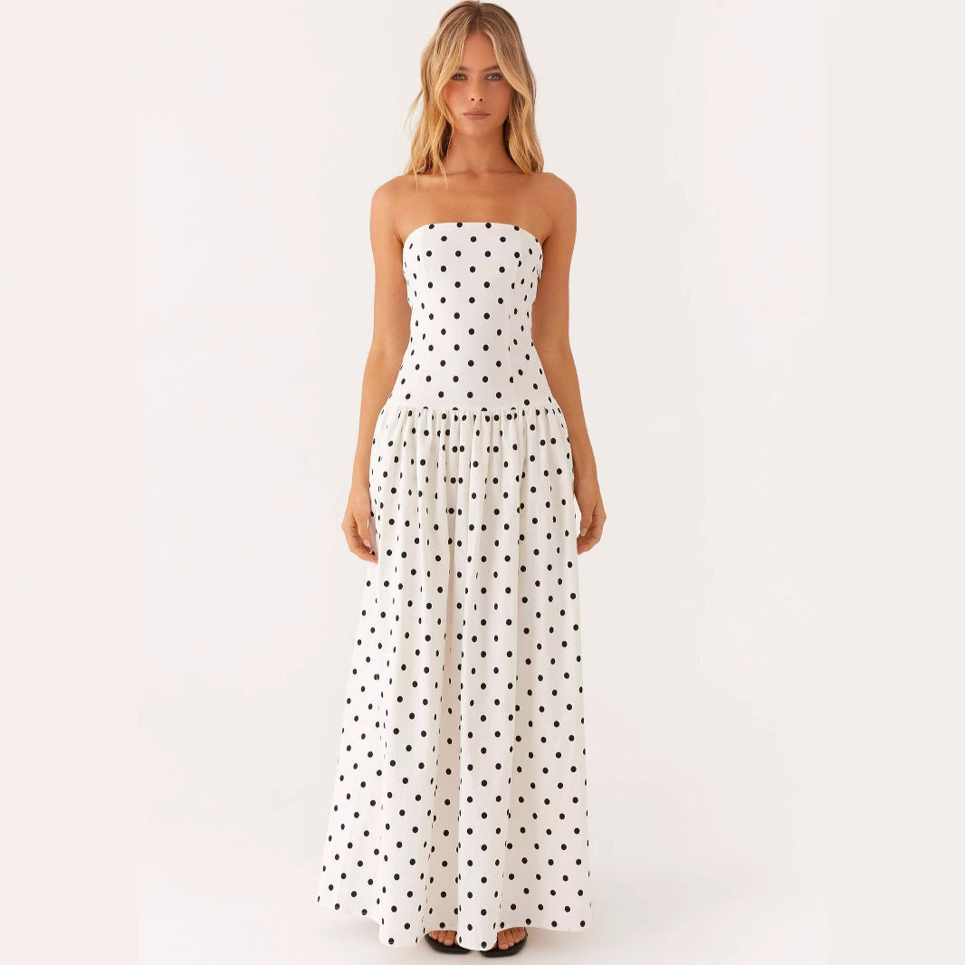 Fashion Tube Top Printed Long Dress Women