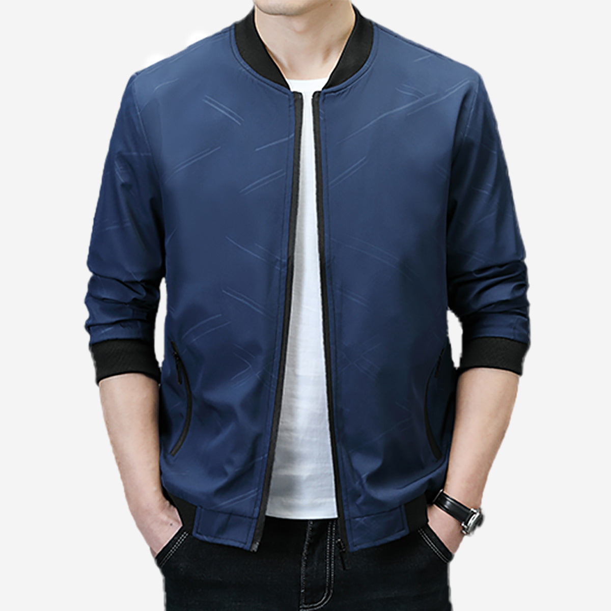 Casual Stand Collar Baseball Uniform Slim Jacket Men's Top