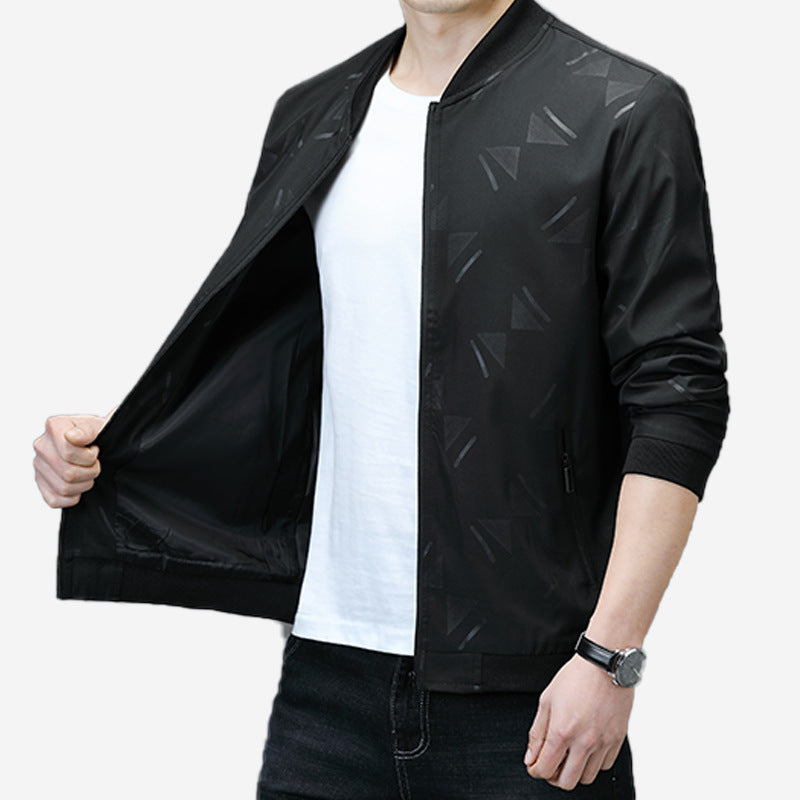 Casual Stand Collar Baseball Uniform Slim Jacket Men's Top