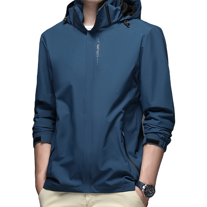 Solid Color Men's Casual Jacket With Business Hat