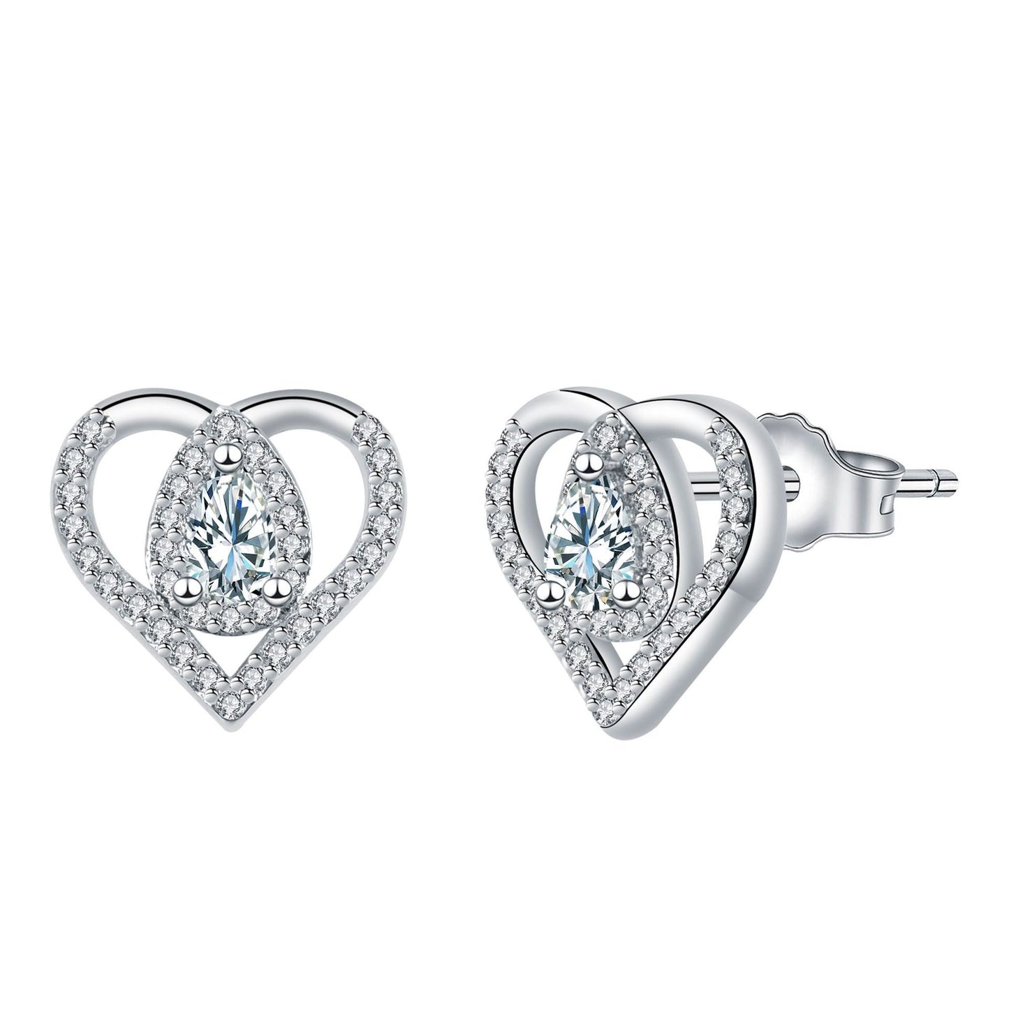 High-grade Temperament Jewelry Love Heart Stud Earrings Women
