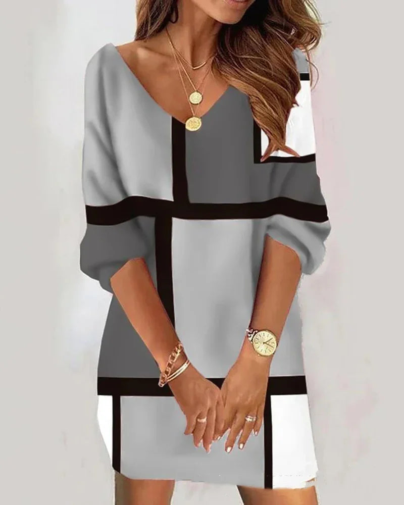 Lace V-neck Corn Velvet Off-the-shoulder Dress